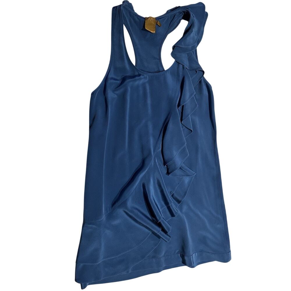 Ali Ro Silk Sleeveless Ruffled Scoop Neck Mini Dress In Blue Size 10 evening